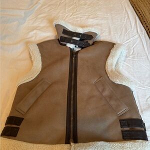 Zara Tan and Brown Shearling Vest